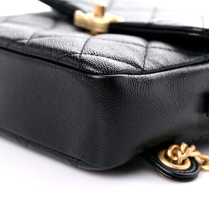 Chanel Shiny Caviar Quilted Chain Melody Backpack Black 9 of 10