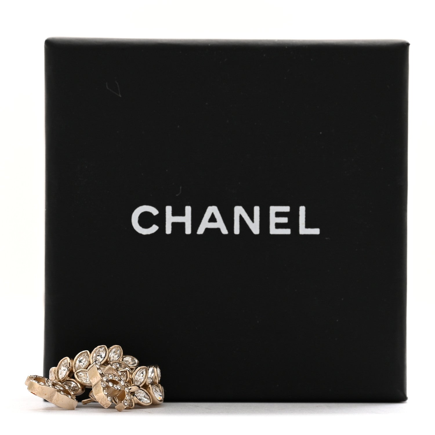 Chanel Crystal Sparkling Wheat CC Long Drop Earrings Gold 6 of 6