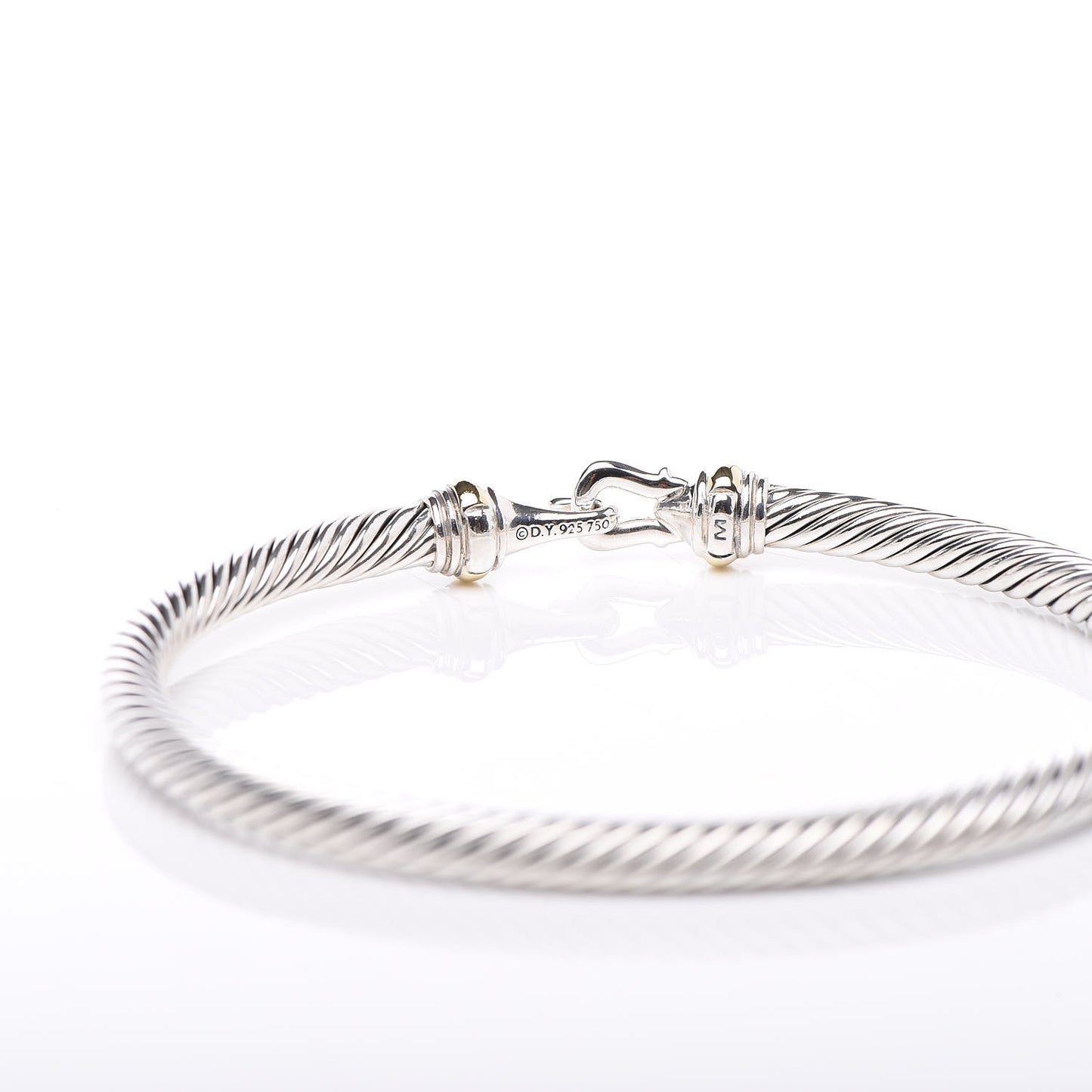 Sterling Silver 18K Yellow Gold 4mm Cable Buckle Bracelet