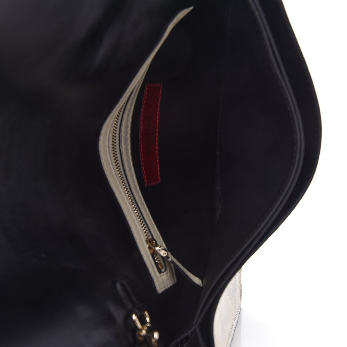 Nappa Rockstud Wristlet Clutch Black Light Ivory