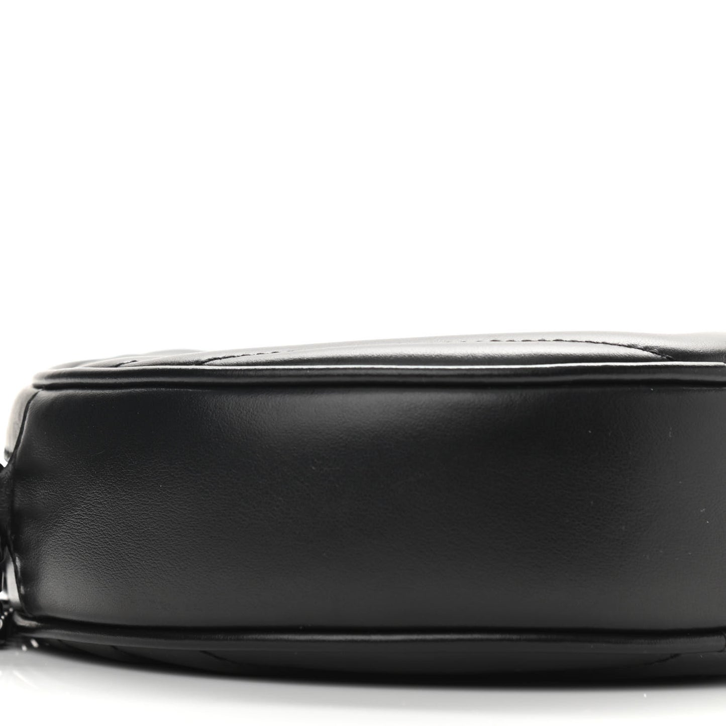 Calfskin Matelasse Chevron Round Vinyle Camera Bag Black