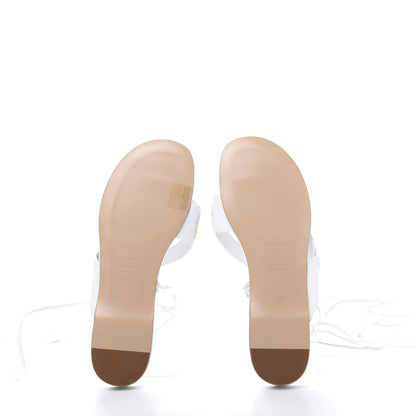 Hermes Calfskin Chaine d'Ancre Lace Up Sandals 39 White 5 of 12