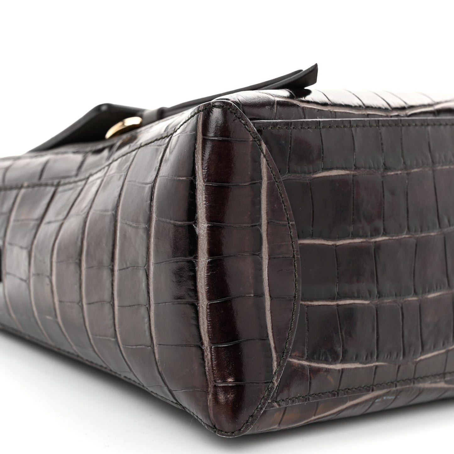 Calfskin Crocodile Embossed Small Faye Day Shoulder Bag Profound Brown