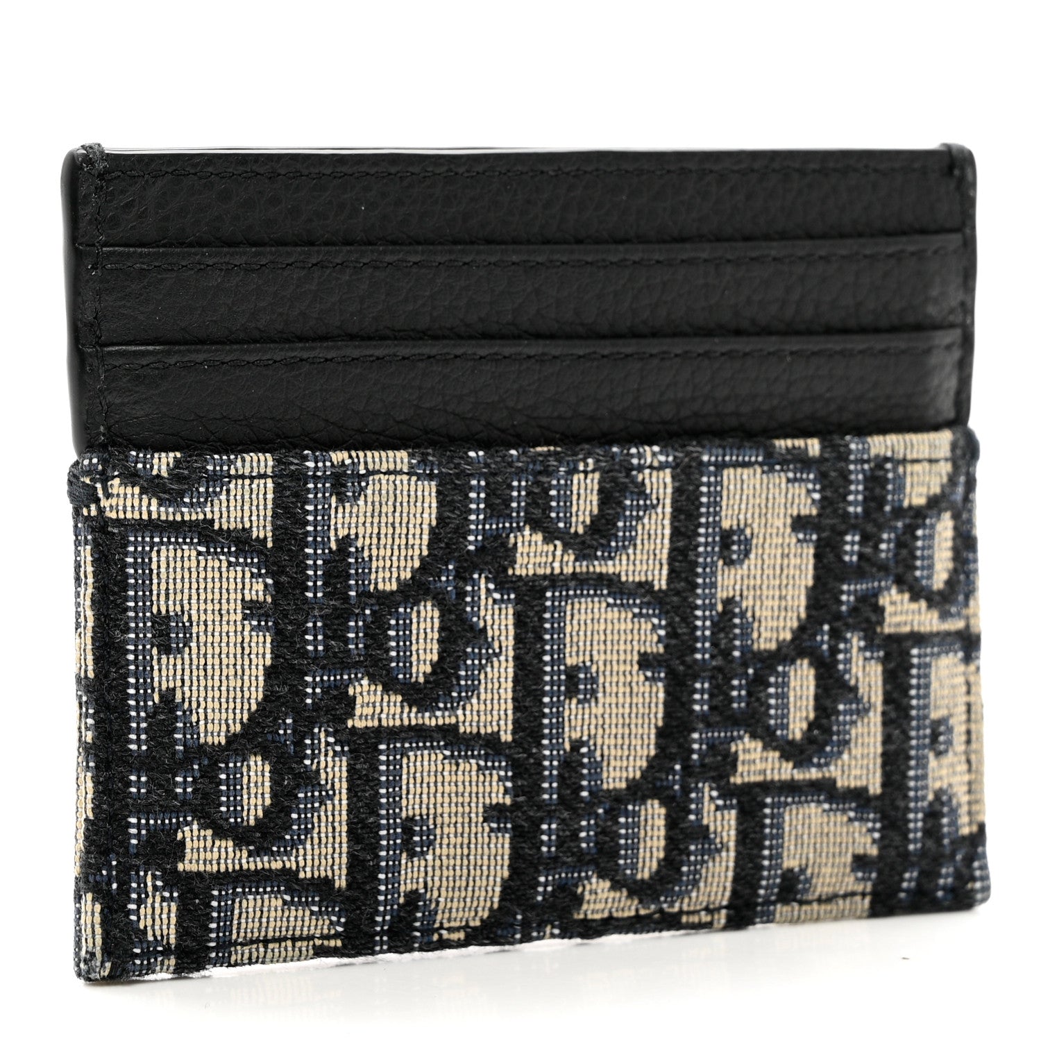 Christian Dior Grained Calfskin Oblique Card Holder Black 3 of 8