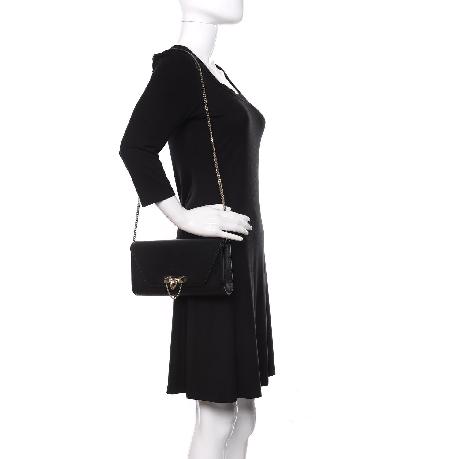 Valentino Garavani Vitello Demilune Chain Clutch Black 2 of 17