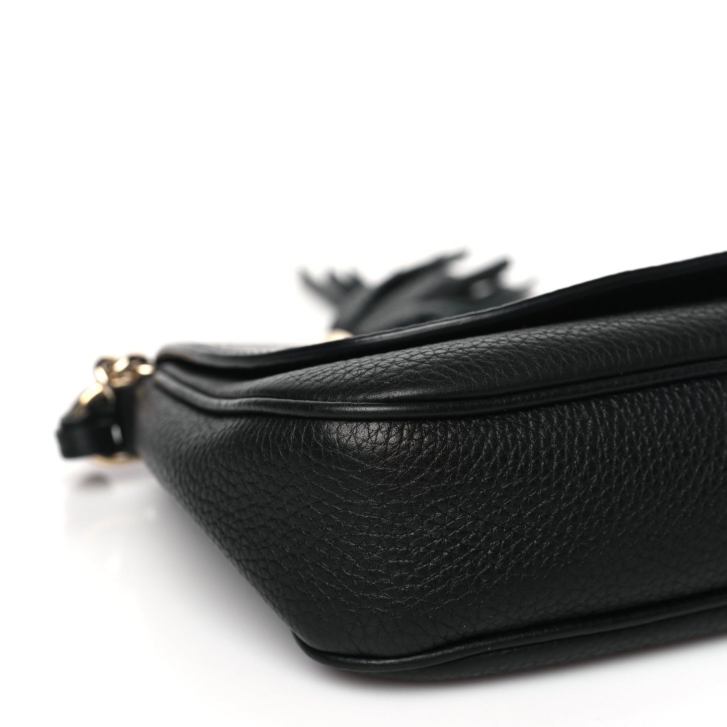 Pebbled Calfskin Medium Soho Flap Crossbody Black
