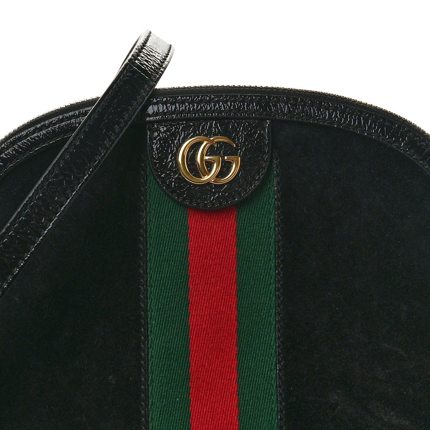 Gucci Suede Patent Web GG Small Ophidia Dome Shoulder Bag Black 8 of 10