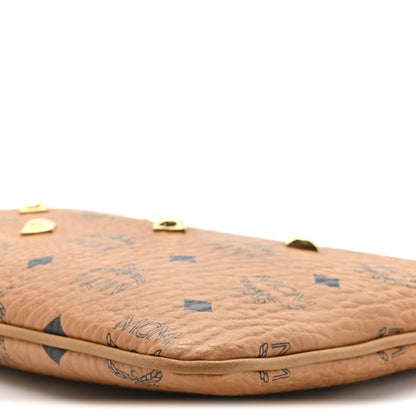 MCM Visetos Studded Wristlet Pouch Cognac 7 of 8