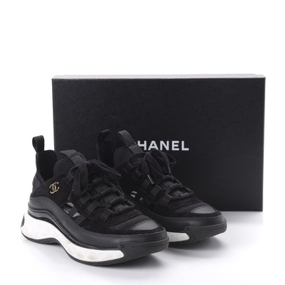 Chanel Velvet Calfskin Mixed Fibers CC Sneakers 36.5 Black 9 of 9