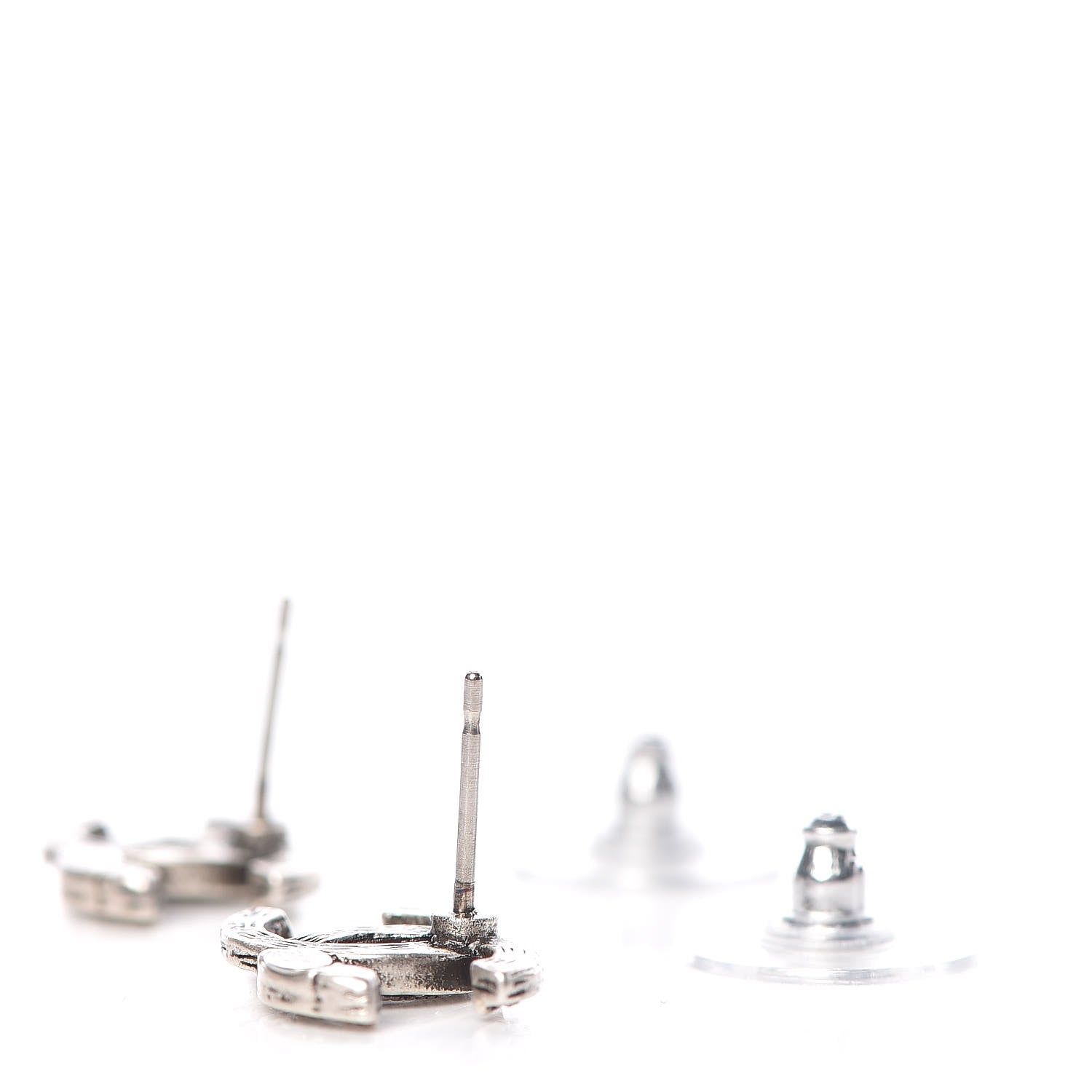 Chanel Crystal CC Earrings Silver 3 of 5