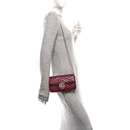 Gucci Calfskin Matelasse Mini GG Marmont Shoulder Bag With Card Holder Rosso Ancora 2 of 12