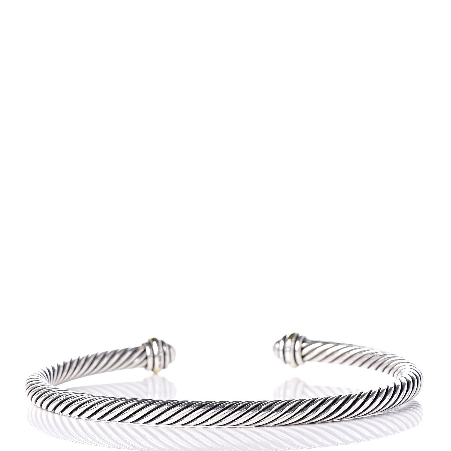 David Yurman Sterling Silver 18K Yellow Gold 4mm Cable Classics Bracelet 3 of 4