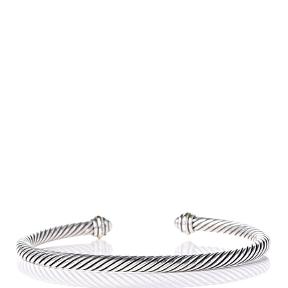 David Yurman Sterling Silver 18K Yellow Gold 4mm Cable Classics Bracelet 3 of 4