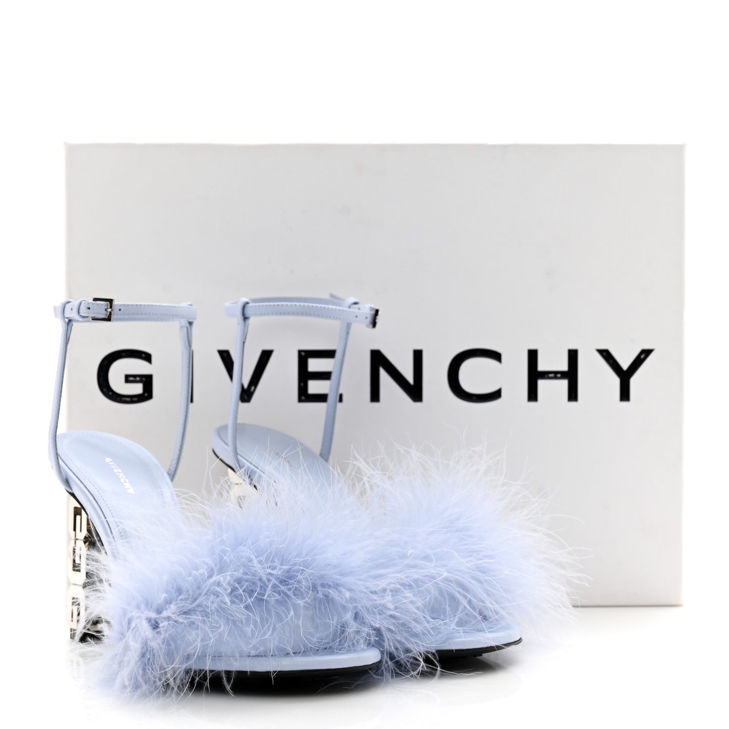 Smooth Nappa Feather G Cube 105mm Sandals 36 Cornflower