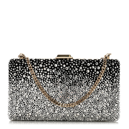 Jimmy Choo Suede Crystal Clemmie Clutch Black 1 of 5