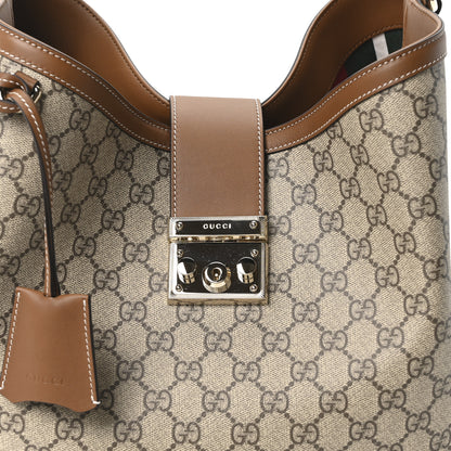 Gucci GG Icon Monogram Padlock Shoulder Bag Beige Dark Brown 8 of 10