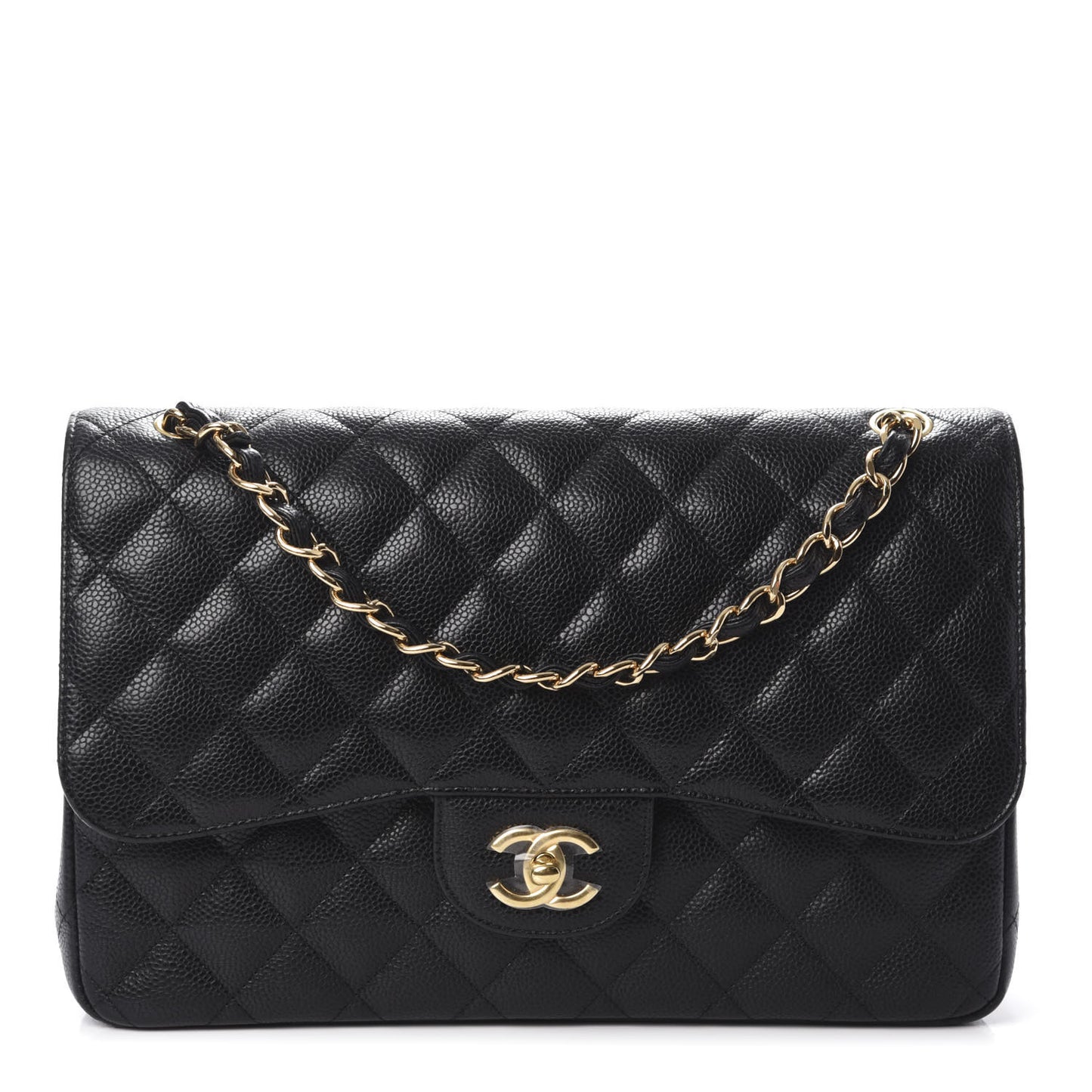 Caviar Quilted Jumbo Double Flap Black