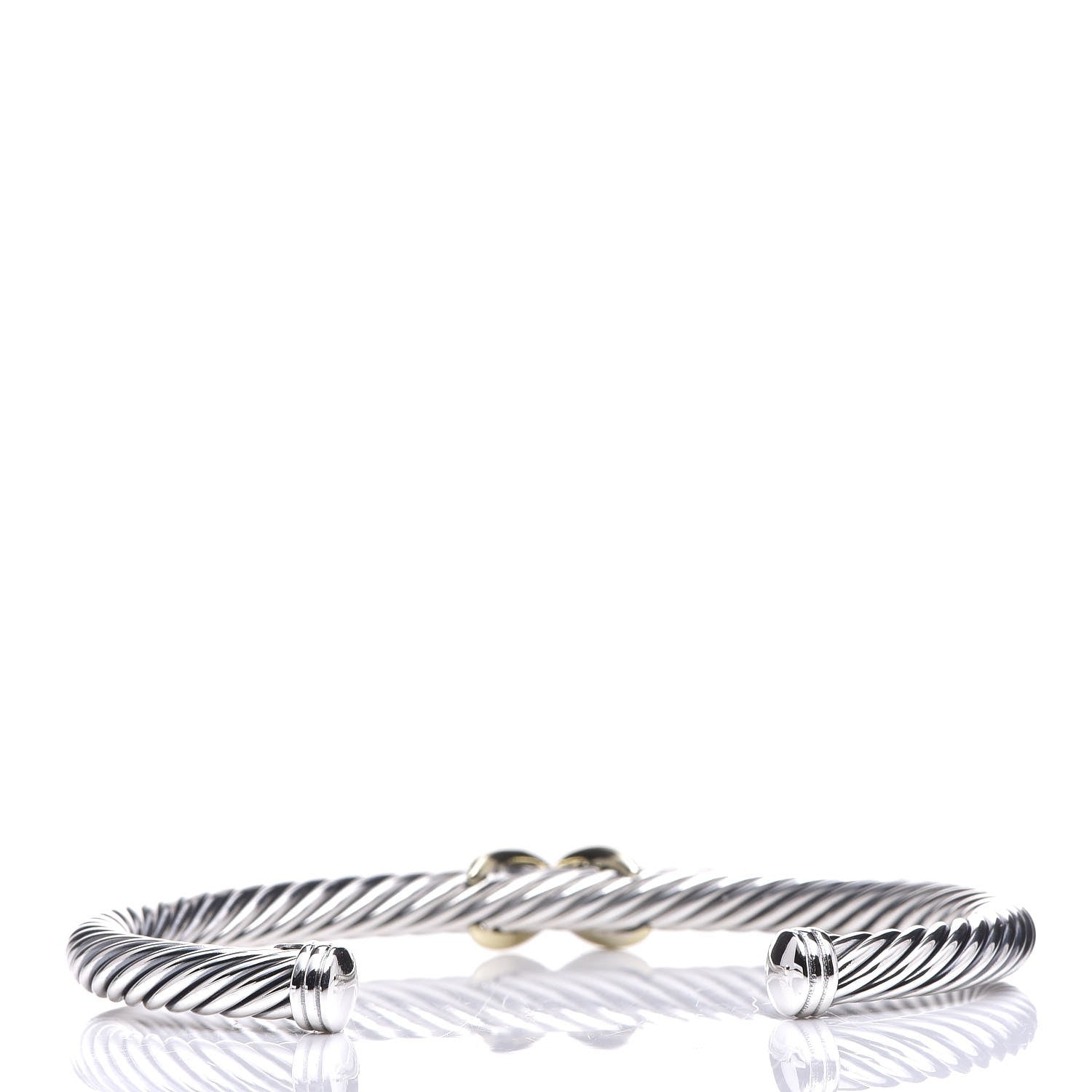 David Yurman Sterling Silver 14K Yellow Gold 5mm X Station Cable Bracelet 3 of 5