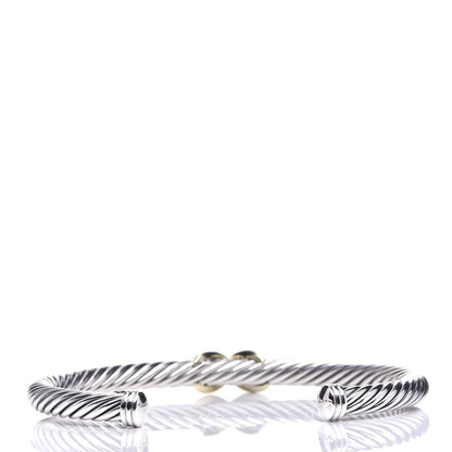 David Yurman Sterling Silver 14K Yellow Gold 5mm X Station Cable Bracelet 3 of 5