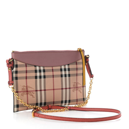 Burberry Haymarket Check Peyton Crossbody Clutch Bag Dusty Pink 3 of 9