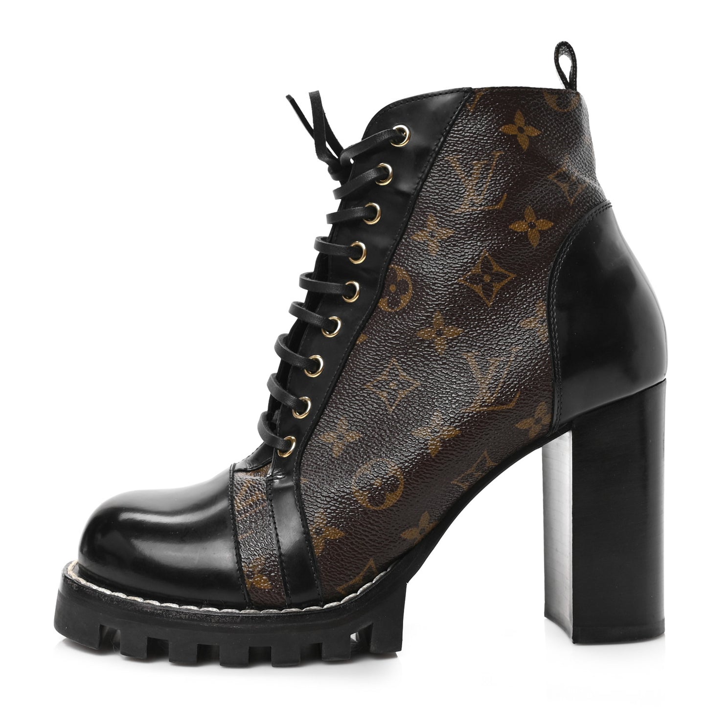 Patent Calfskin Monogram Star Trail Ankle Boots 41 Black