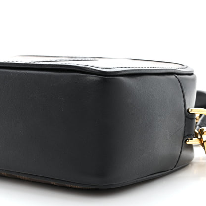 Fendi Glazed Fabric Vitello Century FF 1974 Stamp Patch Mini Camera Case Mogano Panna Black 10 of 10