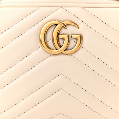 Gucci Calfskin Matelasse Mini GG Marmont Chain Shoulder Bag White 8 of 12