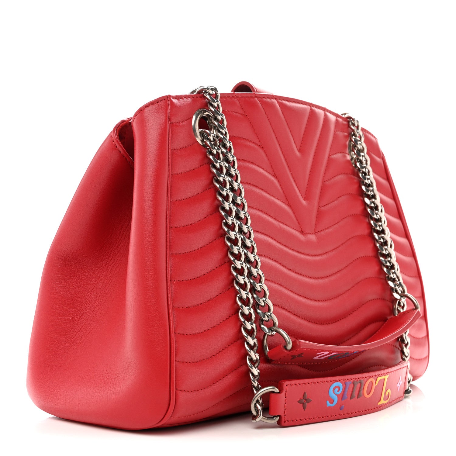 Louis Vuitton Calfskin New Wave Chain Tote Ecarlate 3 of 11