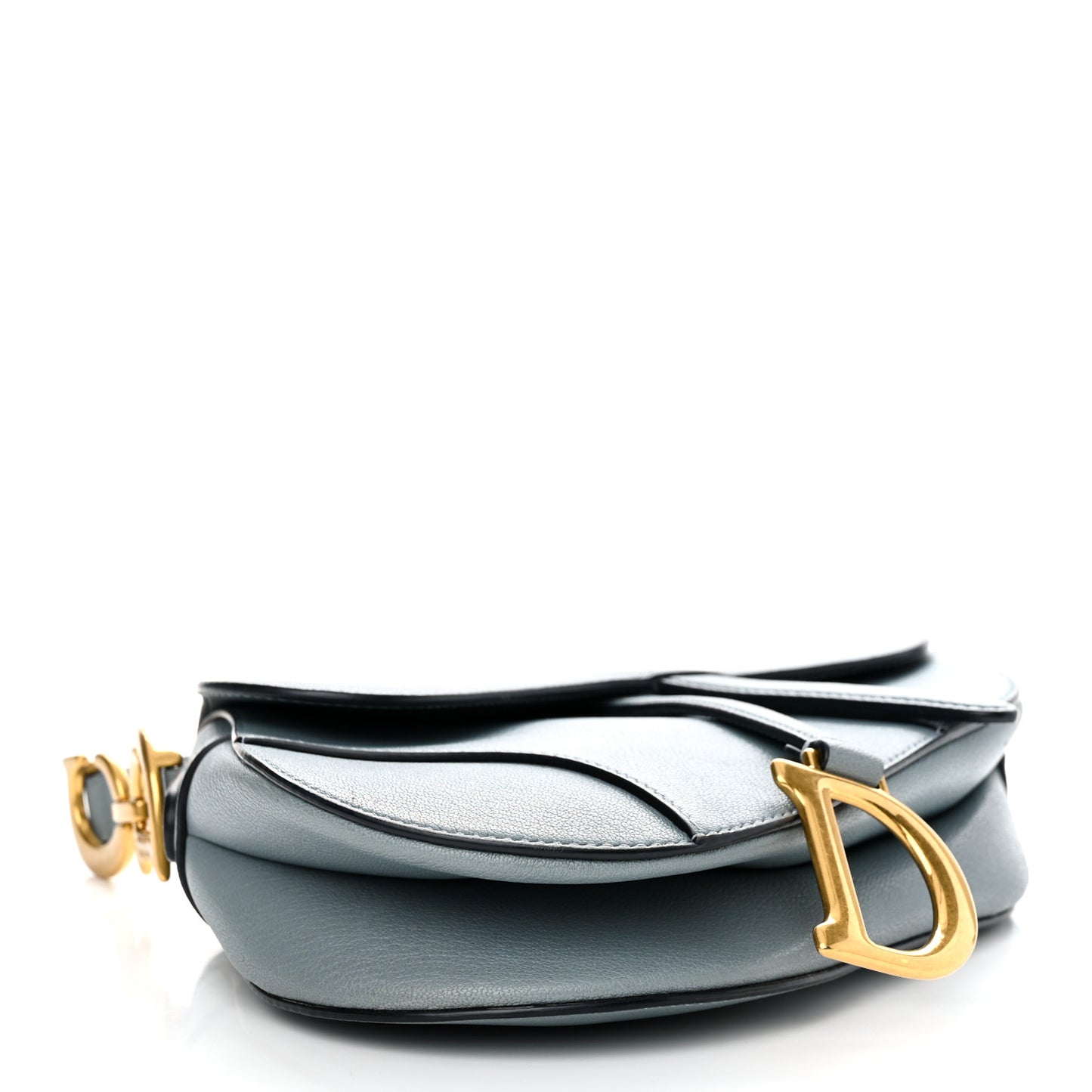 Shiny Goatskin Saddle Bag Cloud Blue