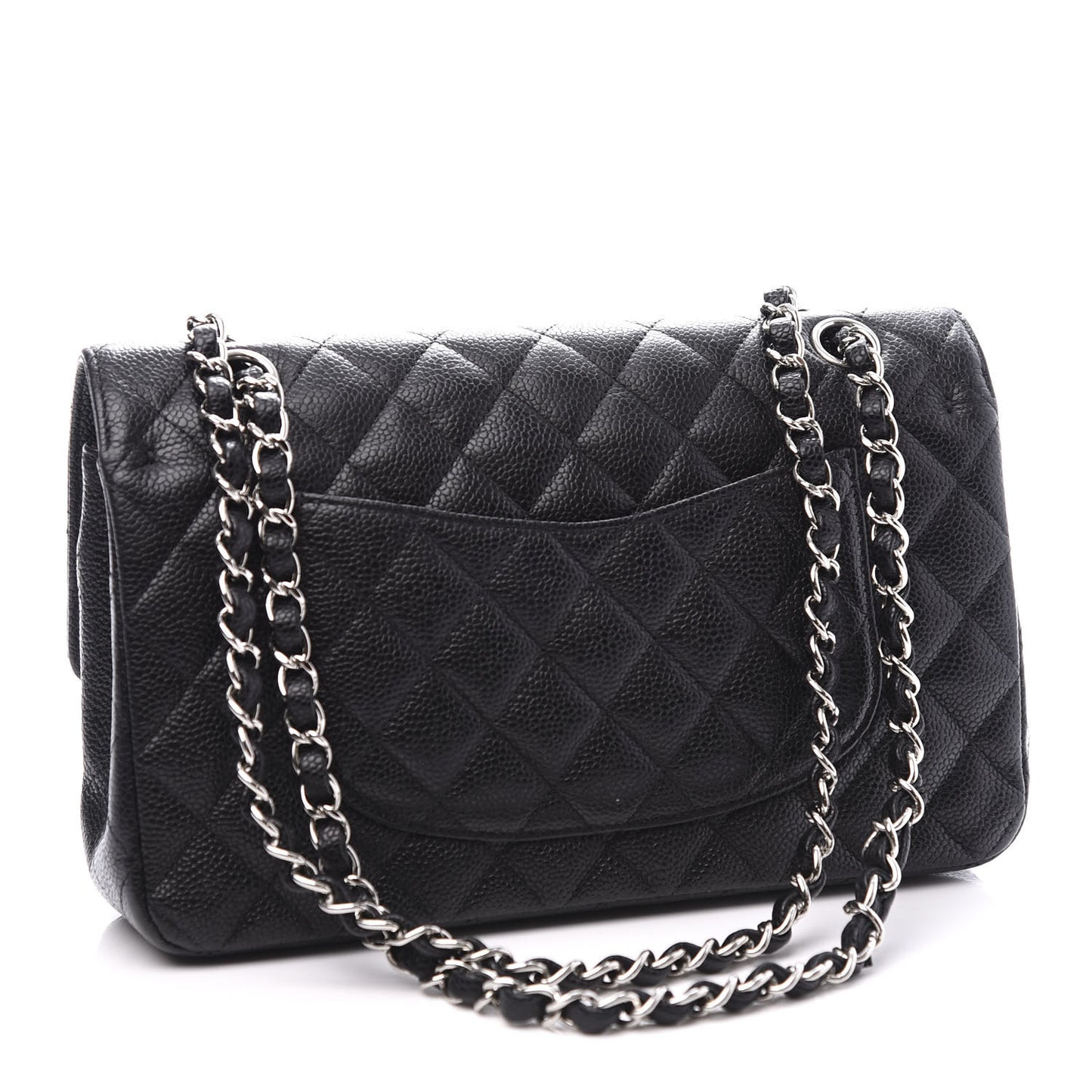 Caviar Quilted Medium Double Flap Black