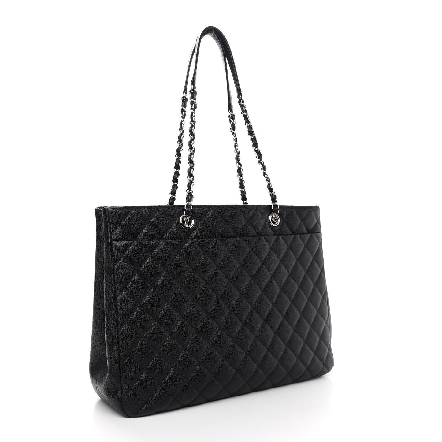 Caviar Quilted Large Shopping Tote Black