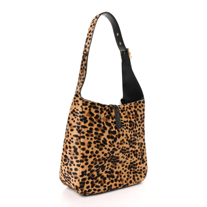 Saint Laurent Pony Hair Calfskin Leopard Print Small Le 5 A 7 Soft Hobo 4 of 12