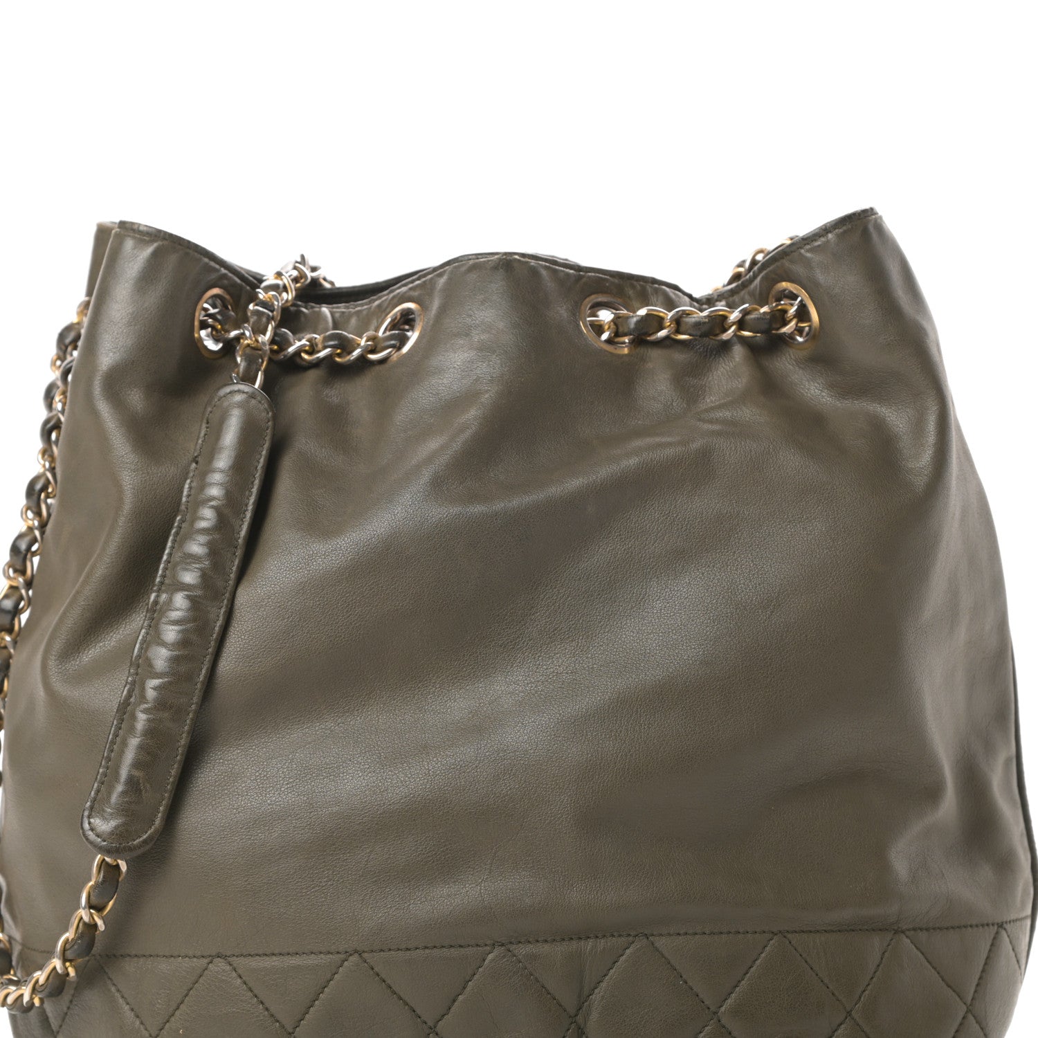 Chanel Lambskin CC Drawstring Bag Green 8 of 19