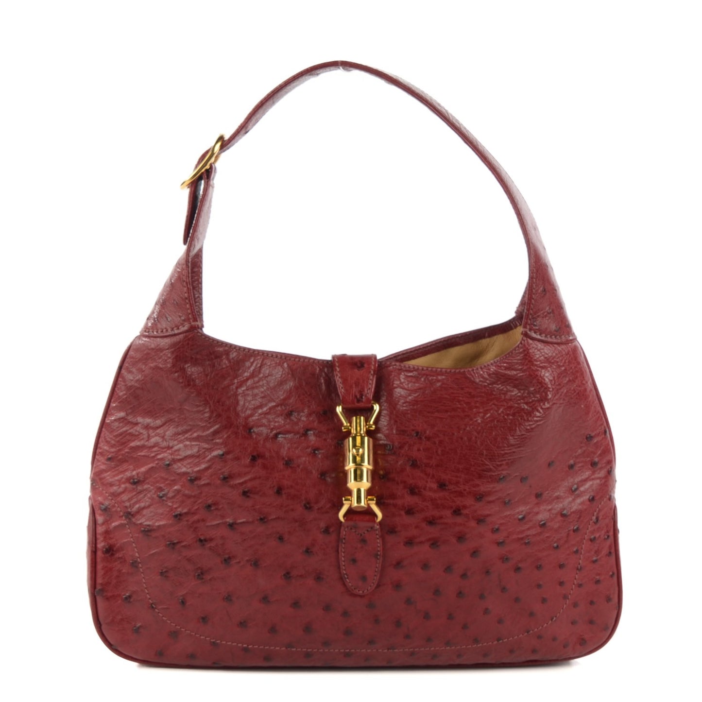Ostrich Jackie Medium Shoulder Hobo Red