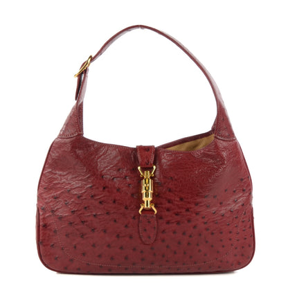 Gucci Ostrich Jackie Medium Shoulder Hobo Red 1 of 9