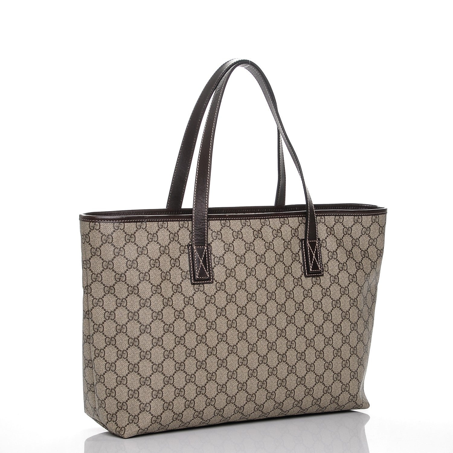Gucci GG Supreme Monogram Medium Zippered Shopping Tote Dark Brown 3 of 7