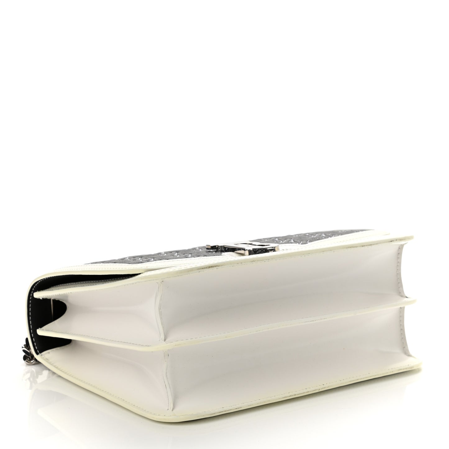 Calfskin Monogram Embossed Medium TB Chain Bag Black White