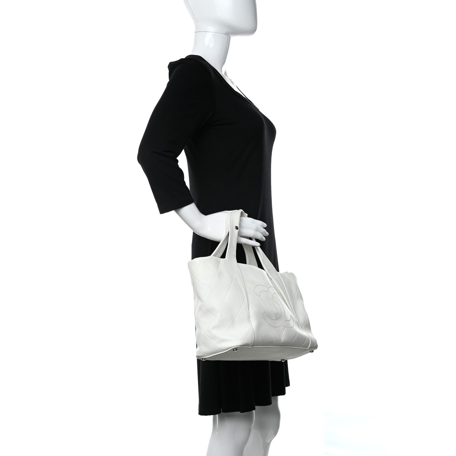 Chanel Calfskin CC Chevron All Day Long Tote White 2 of 13