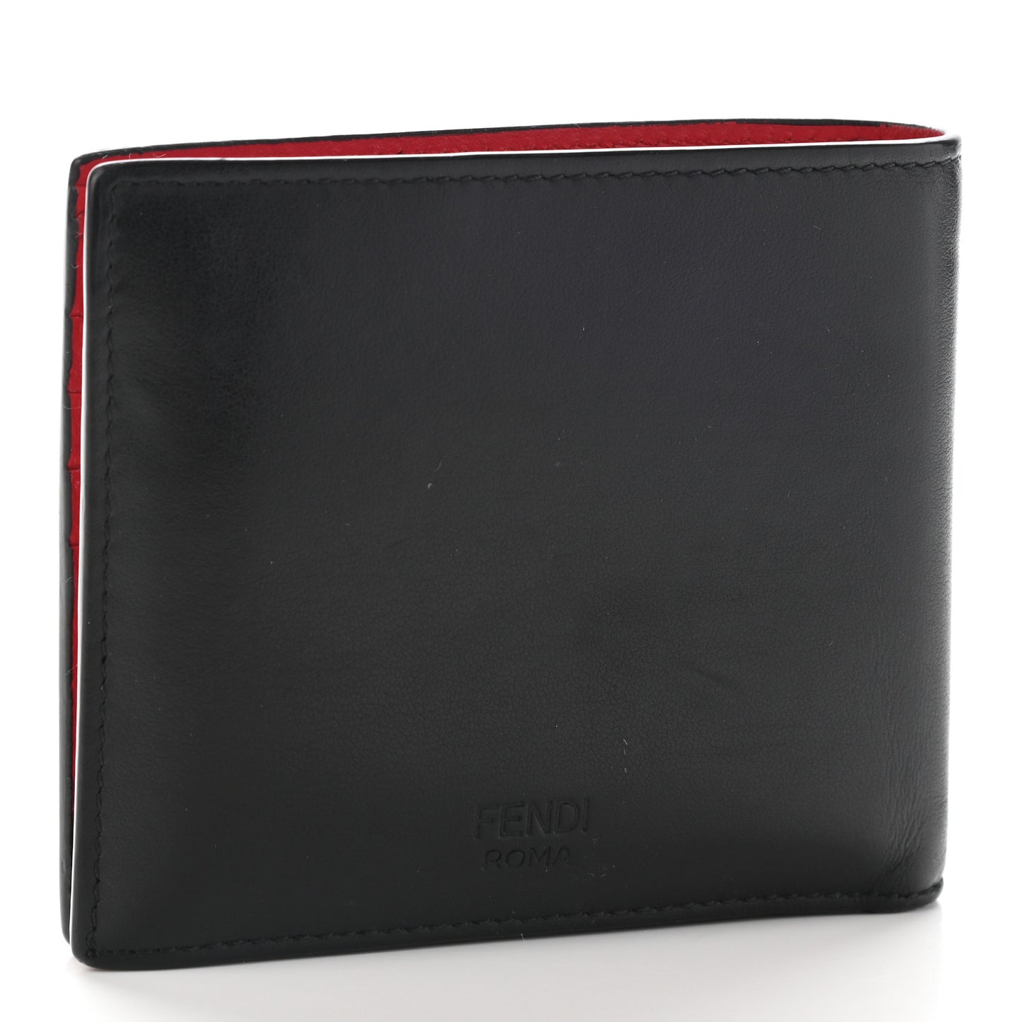Vitello Century Monster Eyes Inlay Bi-Fold Wallet Black Giallo Rosso