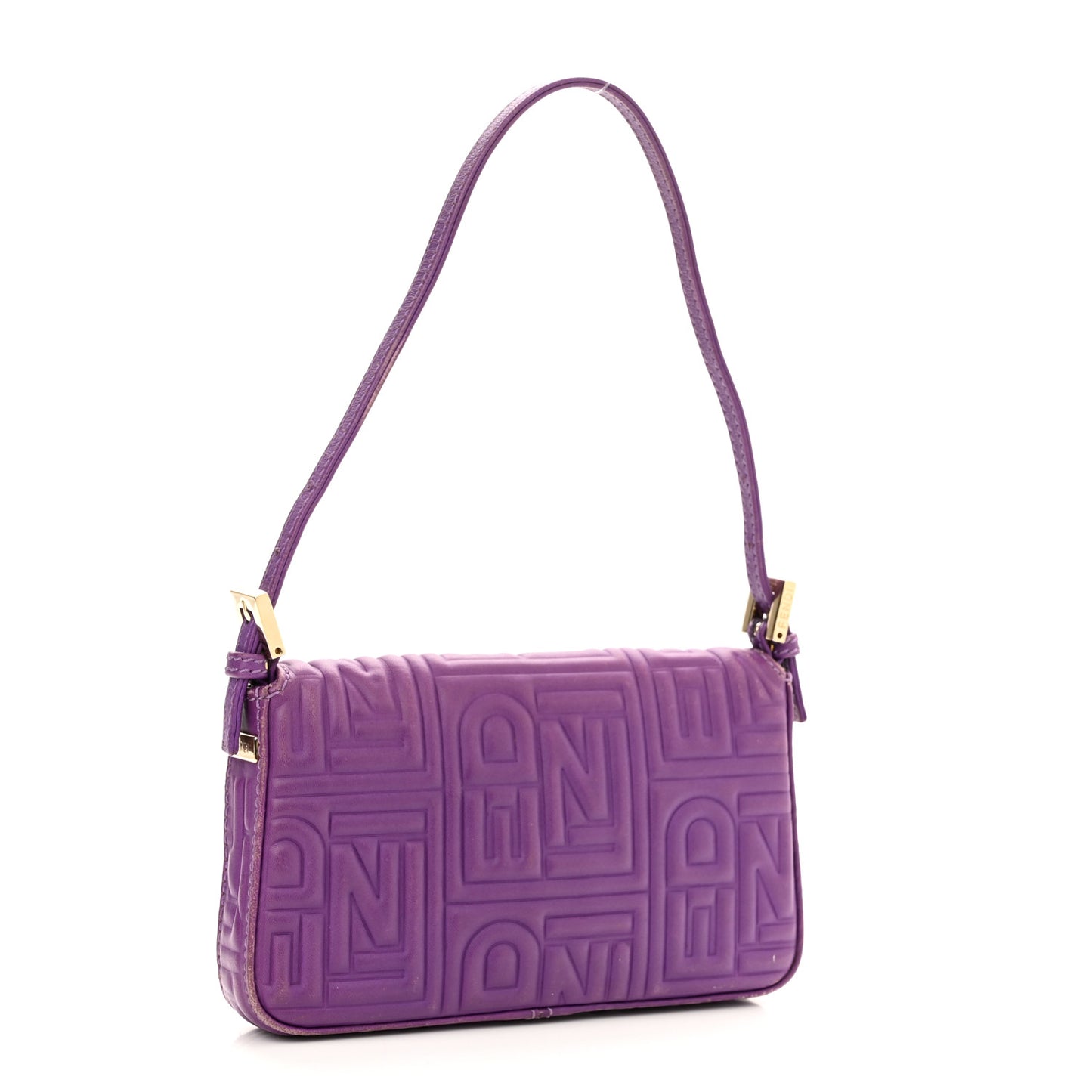 Nappa Logo Embossed Mini Baguette Purple
