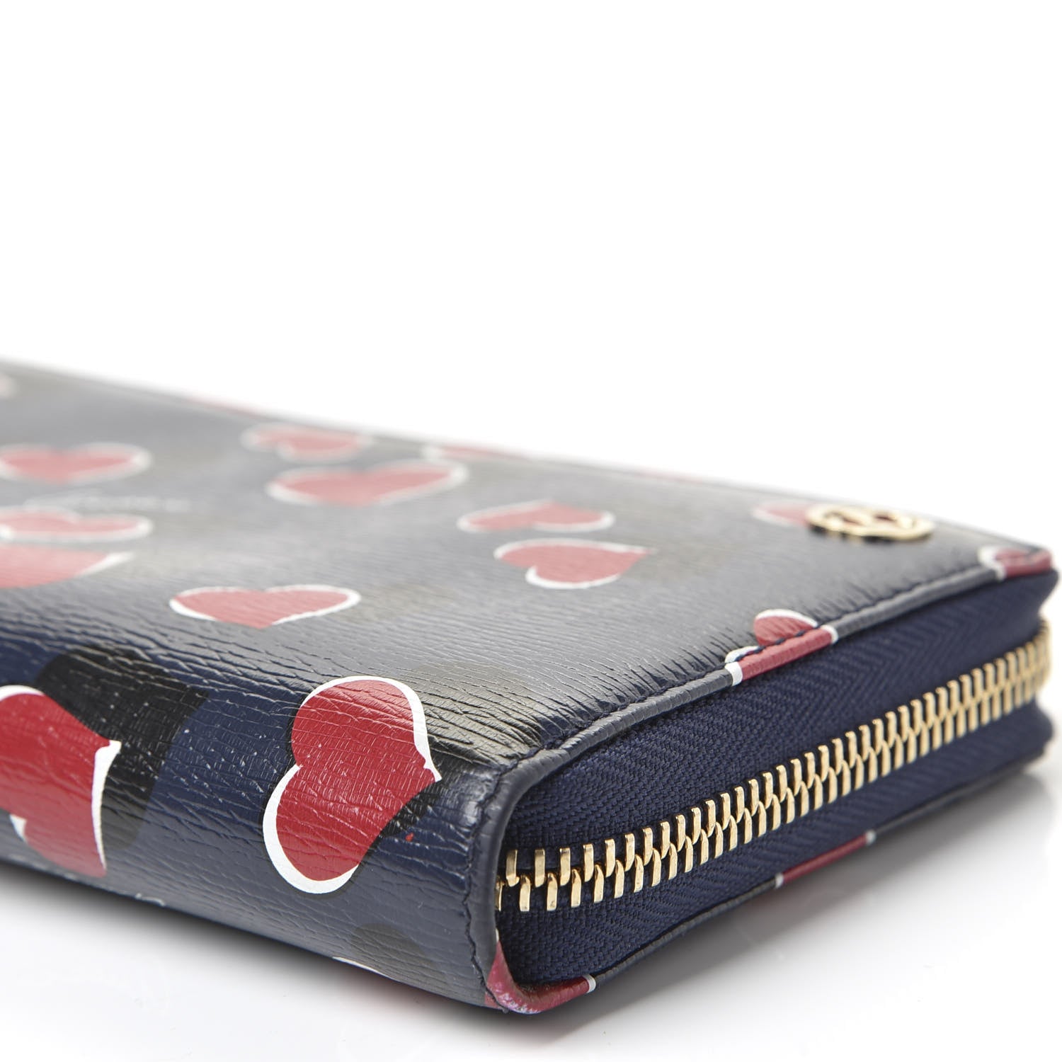 Gucci Calfskin Heartbeat Print Zip Around Wallet Blue 6 of 8