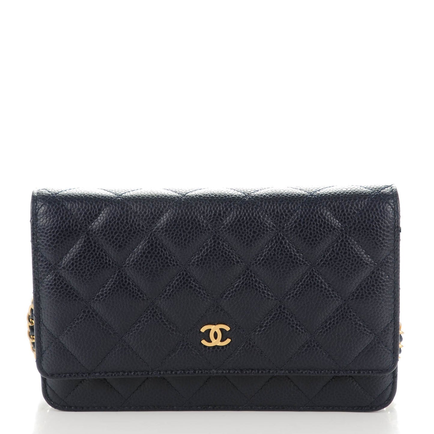 Caviar Quilted Wallet On Chain WOC Navy