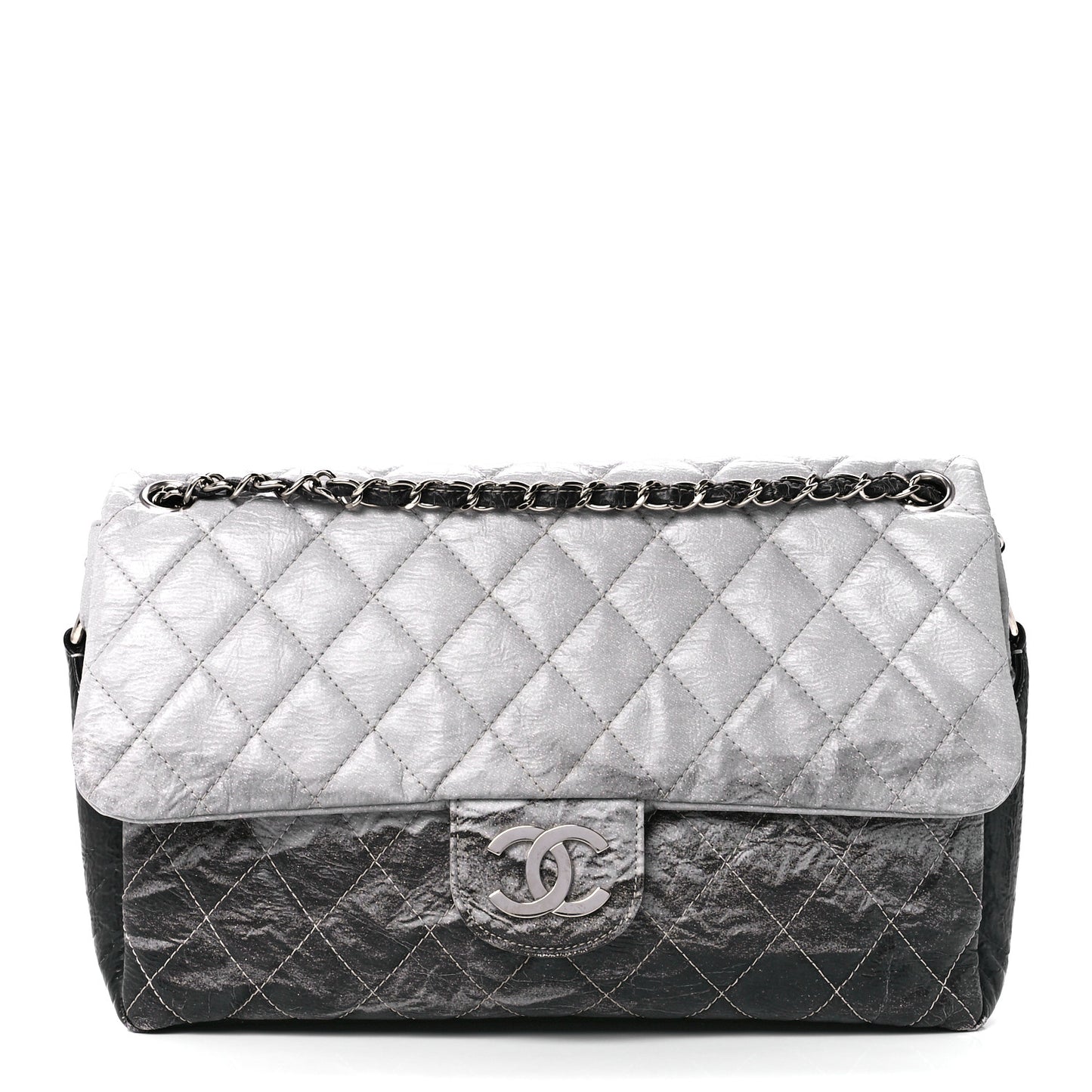 Vinyl Quilted Jumbo Melrose Degrade Flap Black