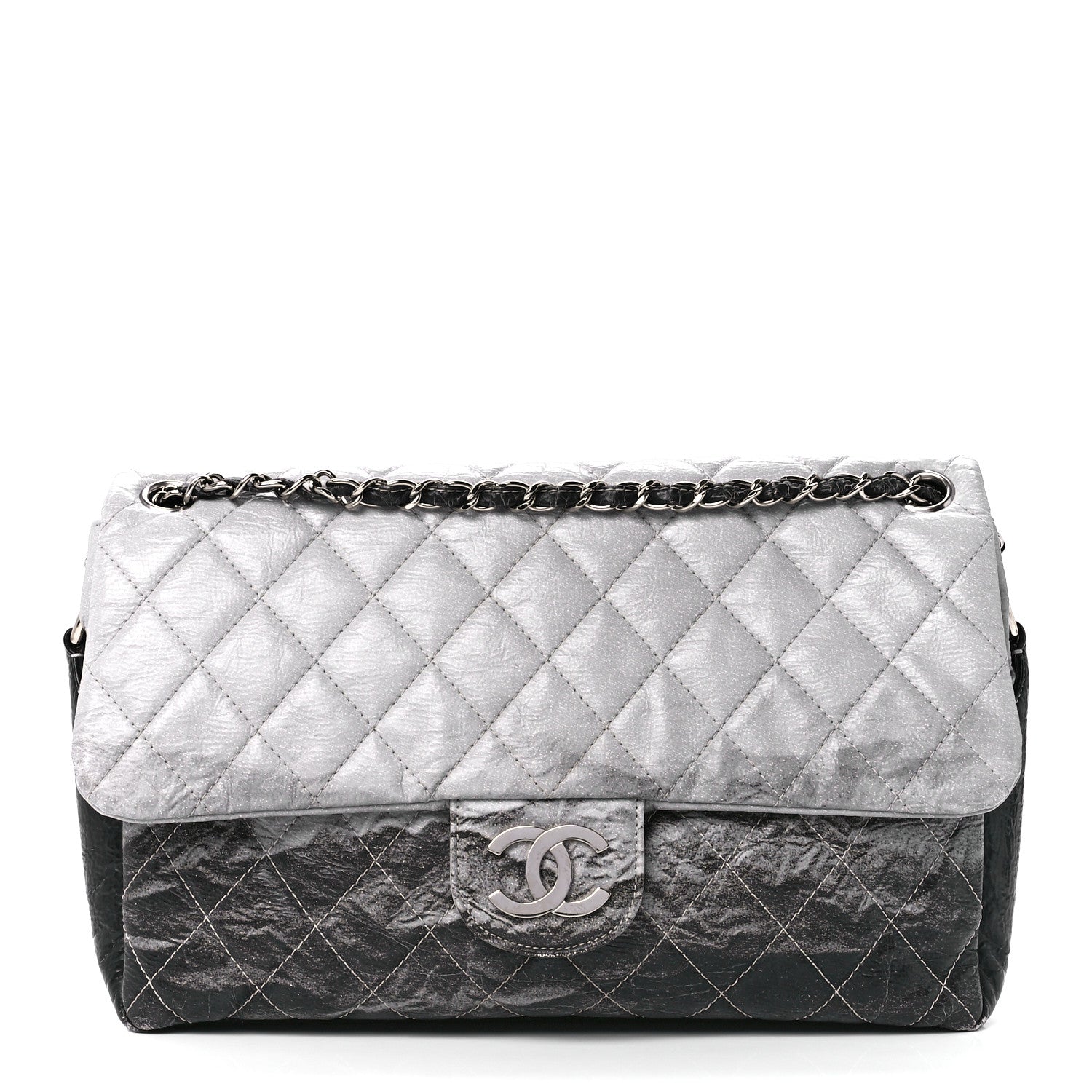 Chanel Vinyl Quilted Jumbo Melrose Degrade Flap Black 1 of 11