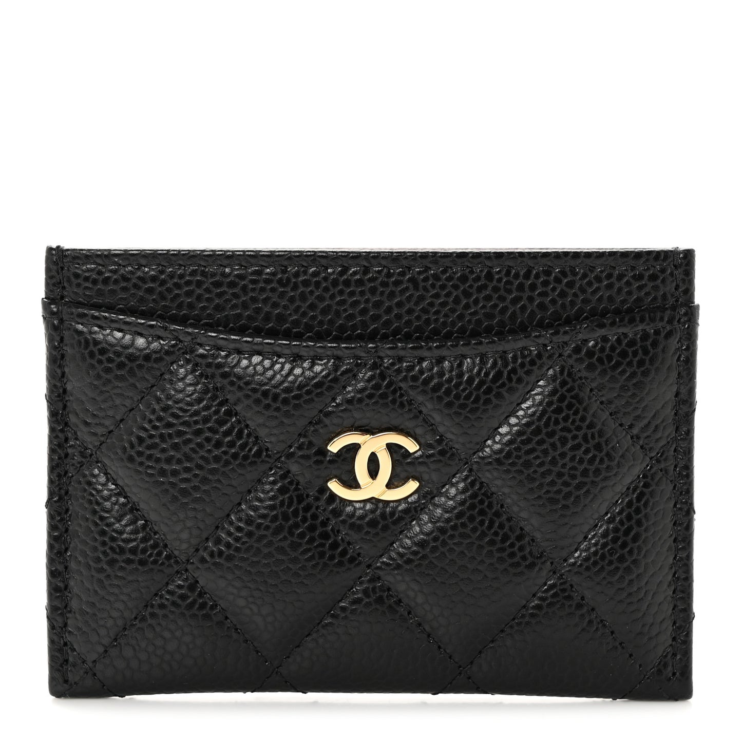 Caviar Quilted Card Holder Black