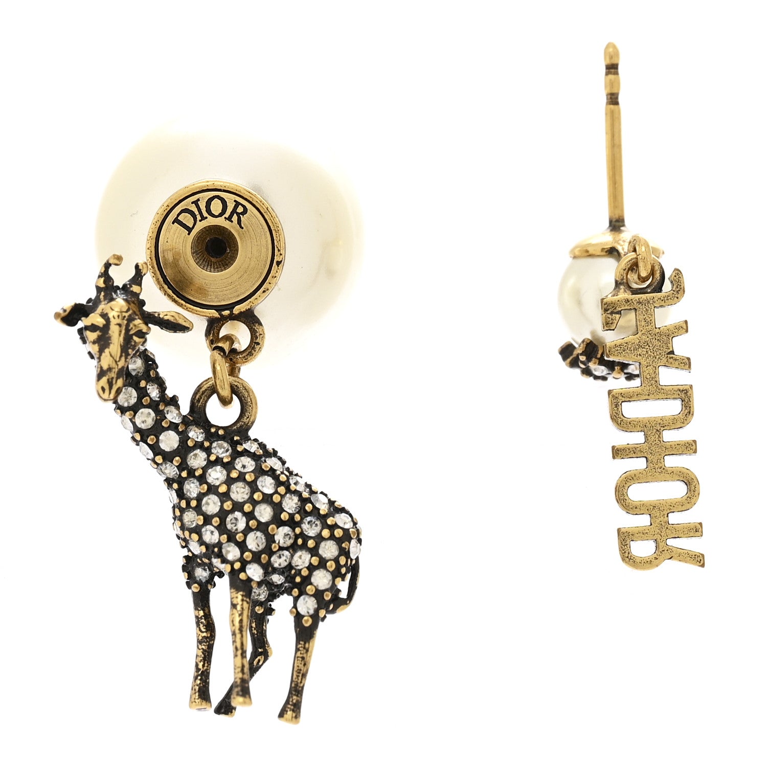 Christian Dior Crystal Pearl Giraffe J'Adior Earring Gold 3 of 4