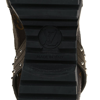 Louis Vuitton Suede Calfskin Monogram Laureate Platform Desert Boots 36 Kaki 7 of 7