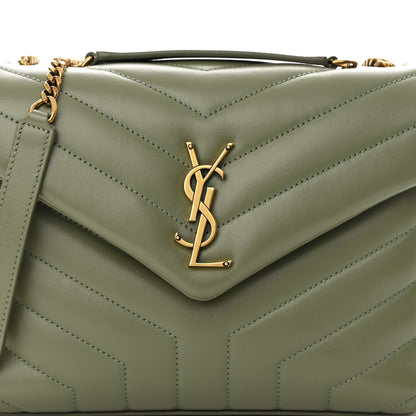 Saint Laurent Calfskin Y Quilted Monogram Small Loulou Chain Satchel Light Sage 8 of 13