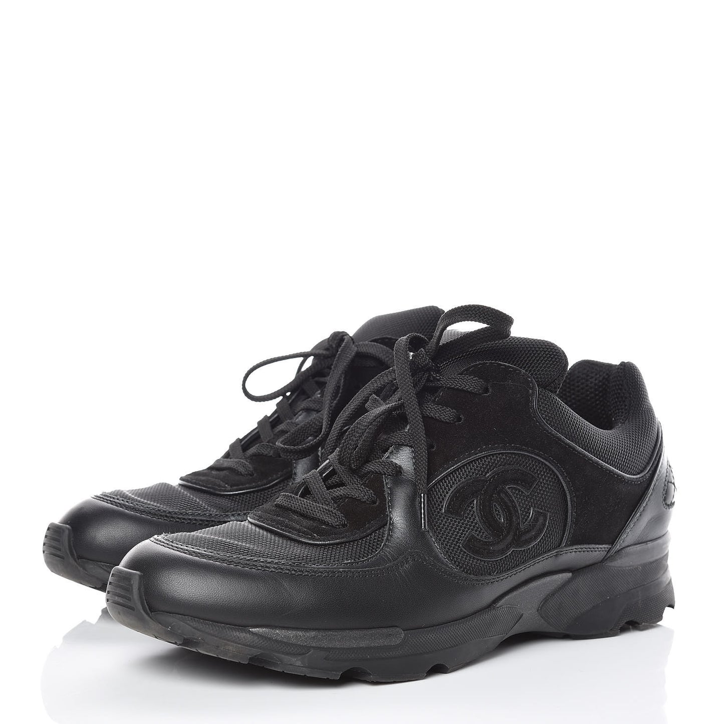 Suede Calfskin CC Sneakers 38 Black