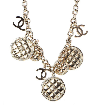 Chanel Medallion CC Quilted Pendant Necklace Gold 1 of 6